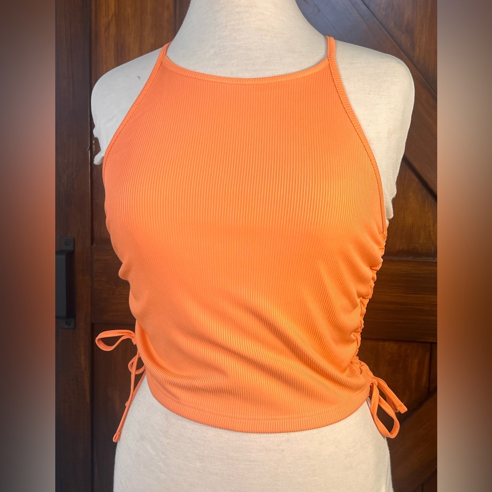 Ticket Coral‎ Orange Ribbed Halter Top Women’s M